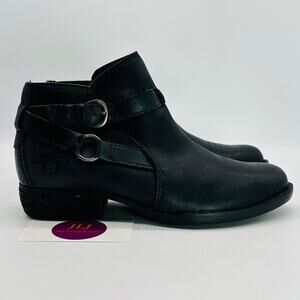 Born Women's Baily Bittersweet Black Leather Harness Ankle Booties D86103 Size 6